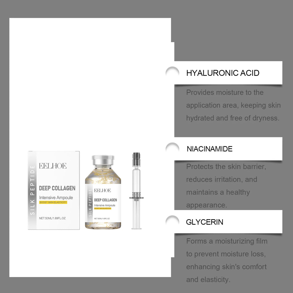 Deep Collagen Silk Peptide Intensive Lifting Ampoule Tighten Skin Elasticity Enhanced Reduce Fine Lines and Wrinkles Face Serum