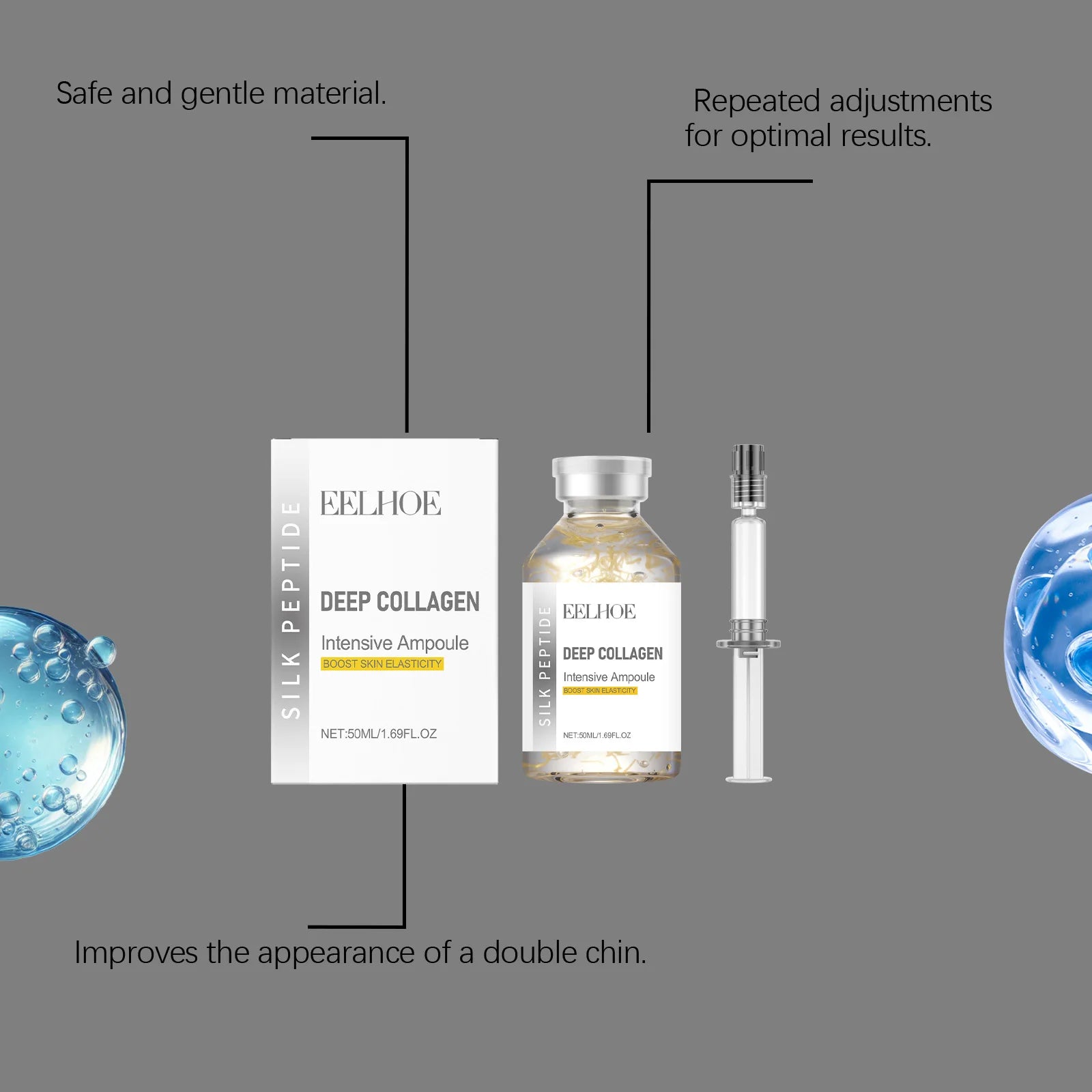 Deep Collagen Silk Peptide Intensive Lifting Ampoule Tighten Skin Elasticity Enhanced Reduce Fine Lines and Wrinkles Face Serum