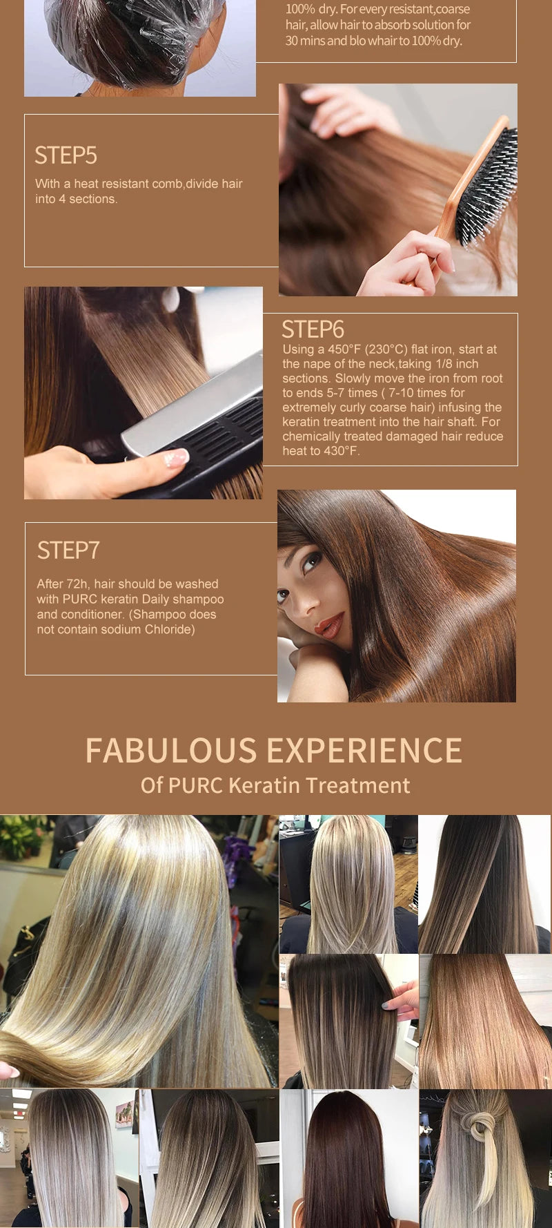 PURC Brazilian Keratin Purifying Shampoo Set Smoothing Straightening Keratin Hair Treatment Repair Curly Hair Care Products