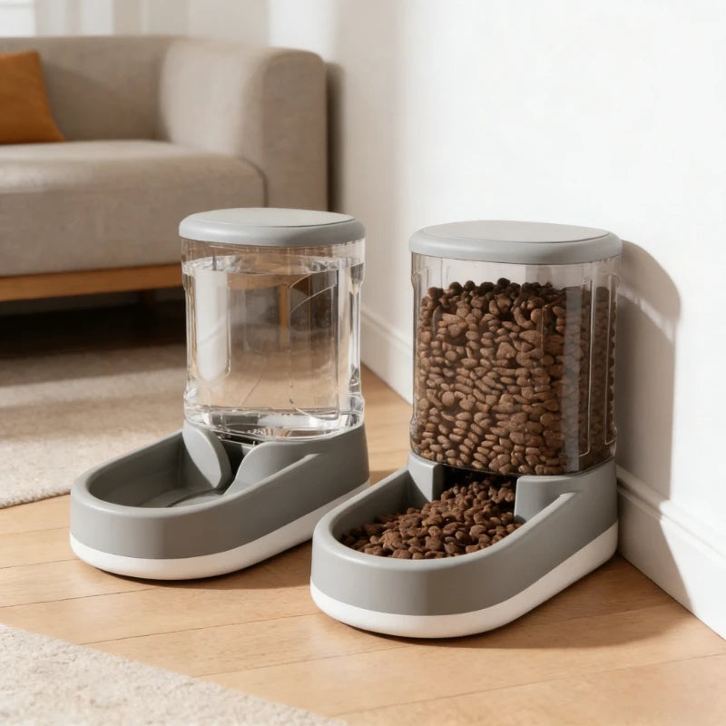 Portable Automatic Pet Feeder & Water Dispenser, Safe Plastic, Large Capacity for Cat/Dog Food, Best - Selling Pet Supply