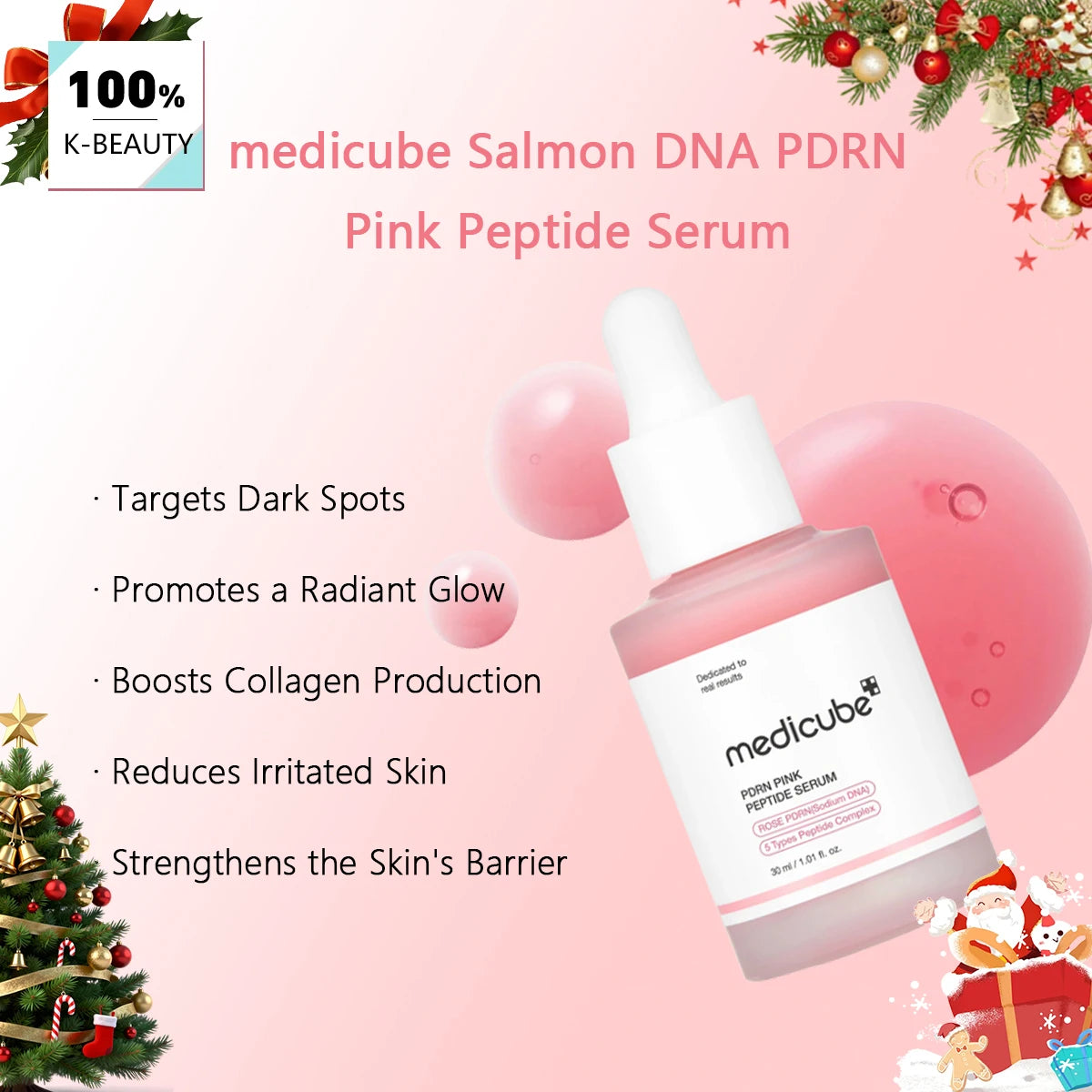 Medicube Salmon DNA PDRN Pink Peptide Serum,Serum Texture,Complex Repair Ingredients,Lifting & Firming,K-Beauty,Korean Makeup