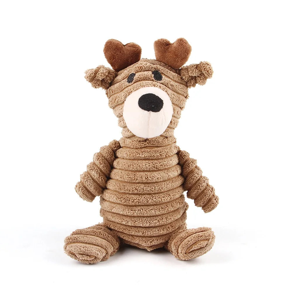 Plush Dog Toys for Puppy Pets Bite Resistant Squeaky Toys Corduroy Dog Companionship Toy Animals Shape Training Accessories for