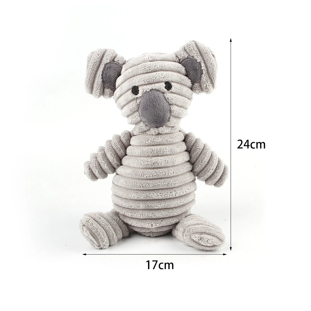 Plush Dog Toys for Puppy Pets Bite Resistant Squeaky Toys Corduroy Dog Companionship Toy Animals Shape Training Accessories for
