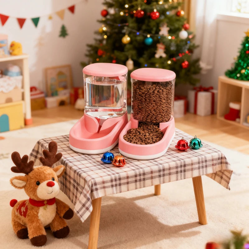 Portable Automatic Pet Feeder & Water Dispenser, Safe Plastic, Large Capacity for Cat/Dog Food, Best - Selling Pet Supply