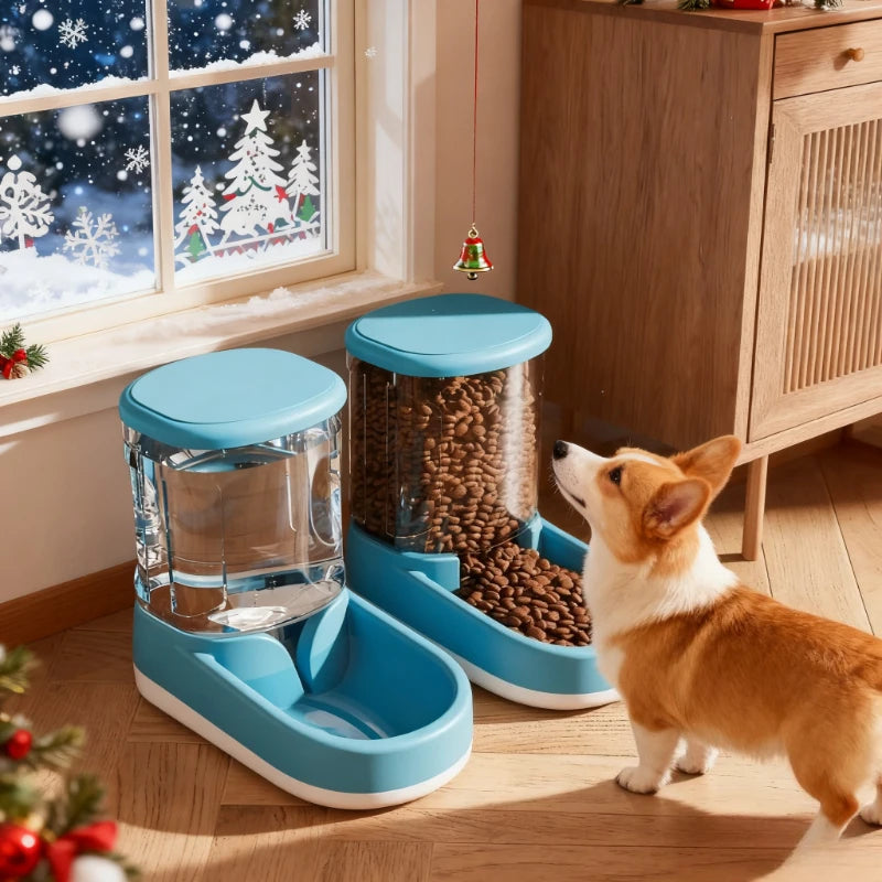 Portable Automatic Pet Feeder & Water Dispenser, Safe Plastic, Large Capacity for Cat/Dog Food, Best - Selling Pet Supply