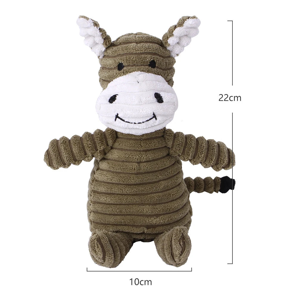 Plush Dog Toys for Puppy Pets Bite Resistant Squeaky Toys Corduroy Dog Companionship Toy Animals Shape Training Accessories for
