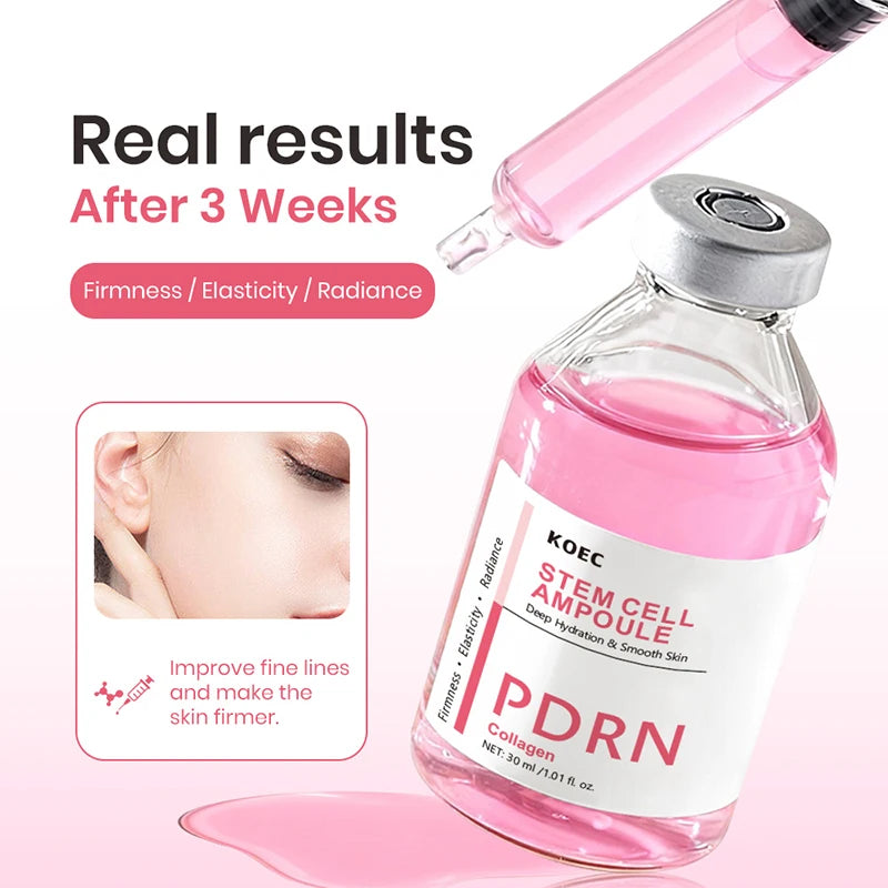 Silk Collagen Peptide Ampoule Essence, PDRN Serum for Face Brightening & Skin Smoothing Calming Repairing Daily Moisturizer 30ml