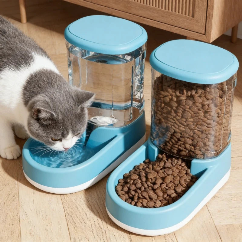 Portable Automatic Pet Feeder & Water Dispenser, Safe Plastic, Large Capacity for Cat/Dog Food, Best - Selling Pet Supply