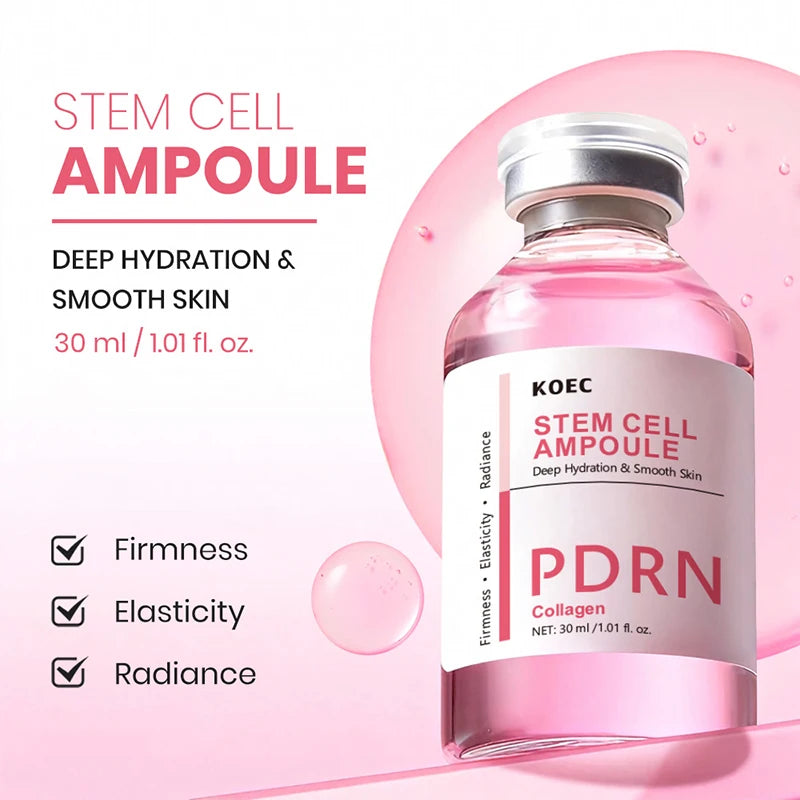 Silk Collagen Peptide Ampoule Essence, PDRN Serum for Face Brightening & Skin Smoothing Calming Repairing Daily Moisturizer 30ml