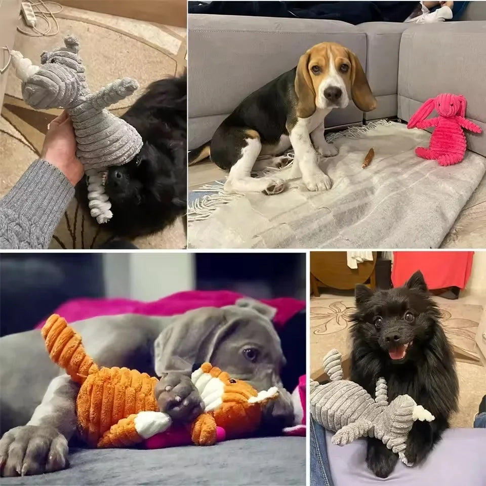 Plush Dog Toys for Puppy Pets Bite Resistant Squeaky Toys Corduroy Dog Companionship Toy Animals Shape Training Accessories for