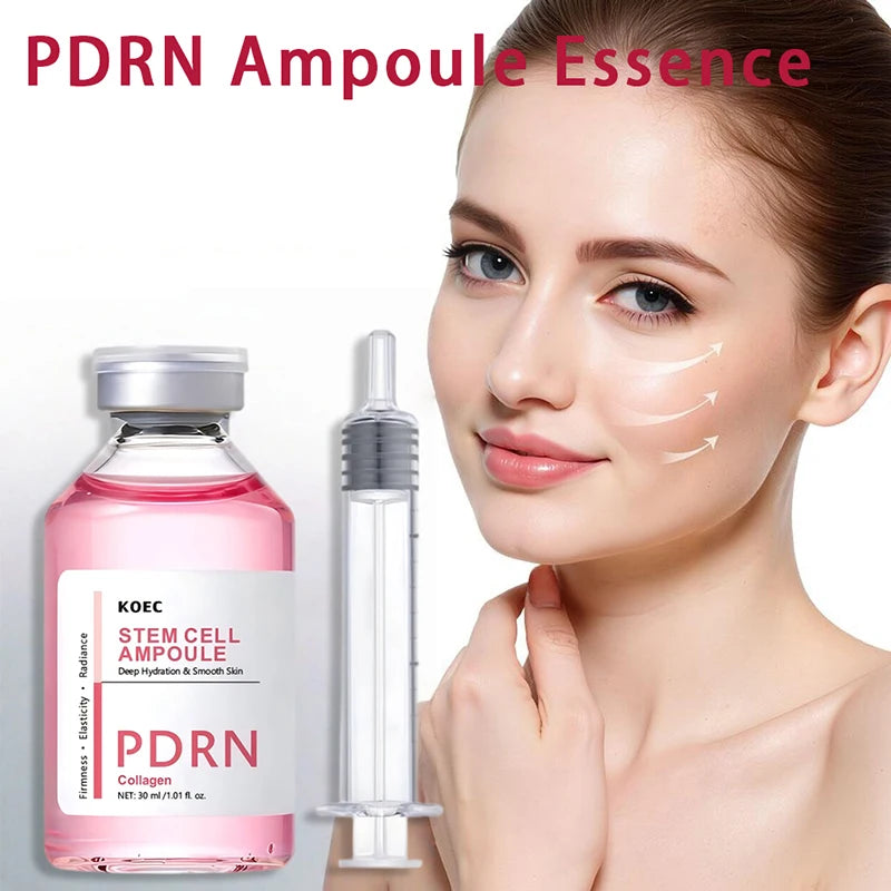 Silk Collagen Peptide Ampoule Essence, PDRN Serum for Face Brightening & Skin Smoothing Calming Repairing Daily Moisturizer 30ml